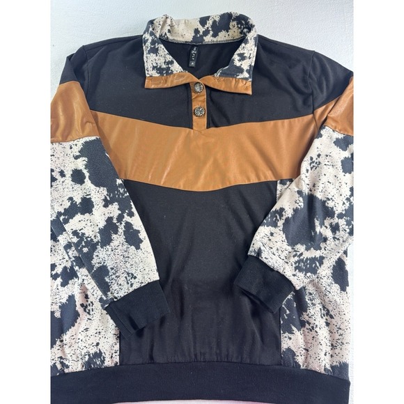 Two 2 Fly Jackets & Blazers - Womens Cow Print Western Top Faux Leather Concho Size Medium